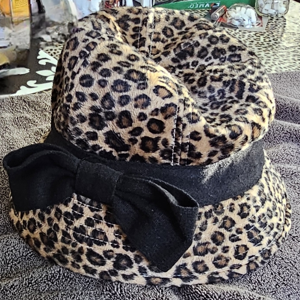 Women's Leopard Bucket Hat with Black Trim